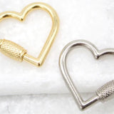 18K Gold Filled Heart Shaped Carabiner Lock, Carabiner Clasp, Screw in