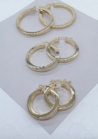 4mm - Sharp Edged Plain Hoop Earrings