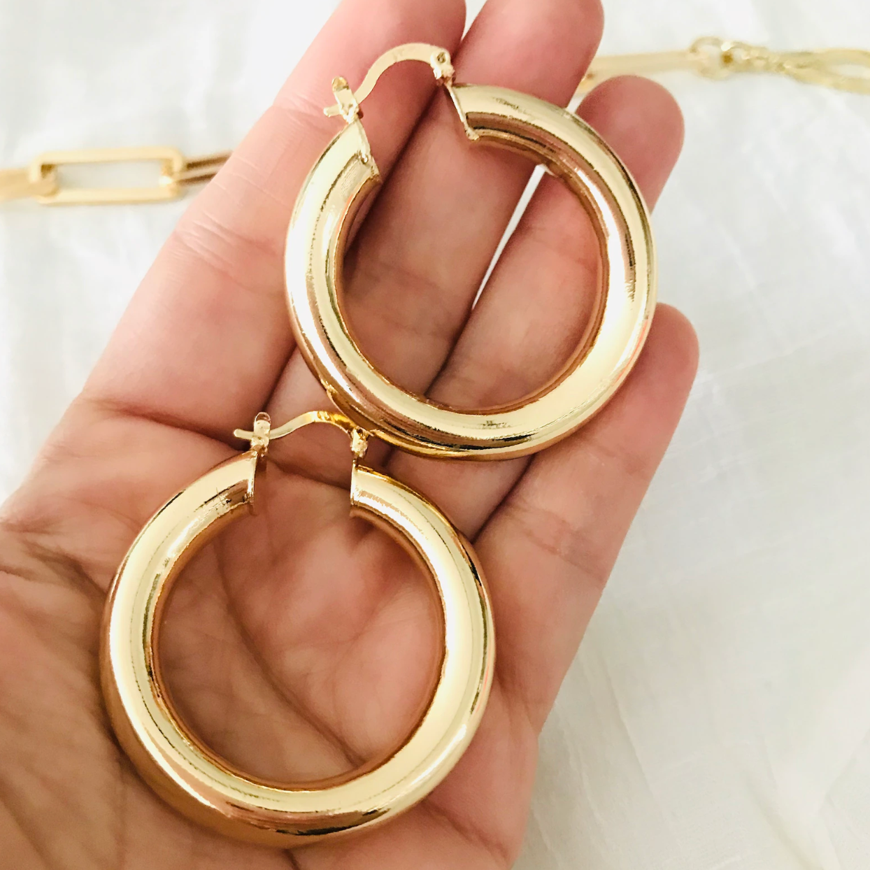 8mm - MAF Chunky Smooth Lever Back Hoop Earrings