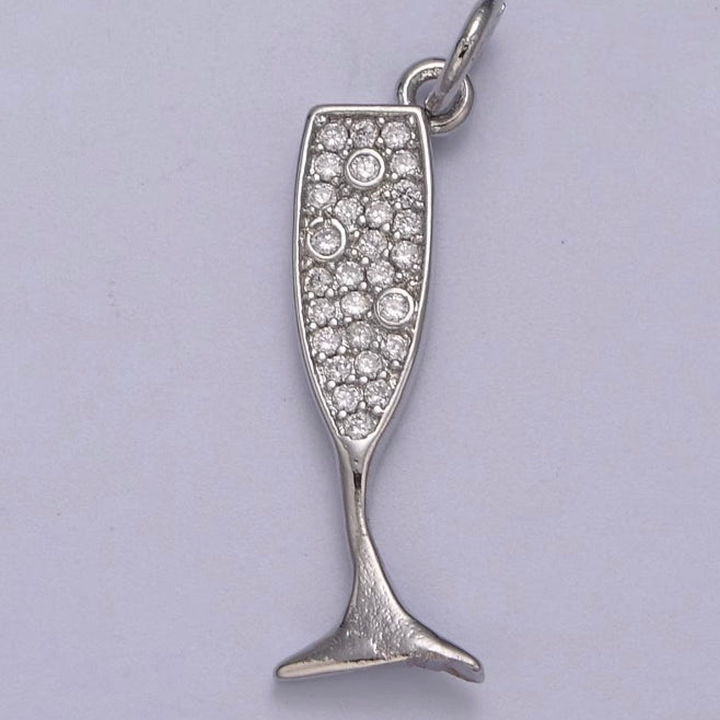 Champagne Flute Pendant for Necklace/ Charm for Bracelet