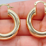 8mm - MAF Chunky Smooth Lever Back Hoop Earrings