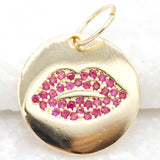 Lipstick Diva Lips/Kiss Pendant Love Charm With CZ Stones