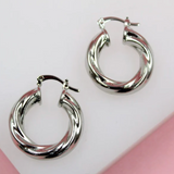 7mm - Wavy Hoop Earrings