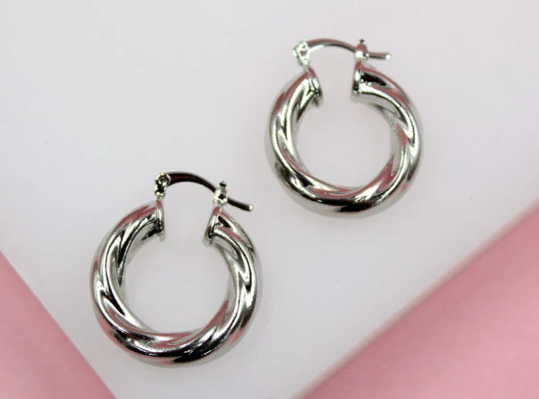 7mm - Wavy Hoop Earrings