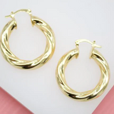 7mm - Wavy Hoop Earrings